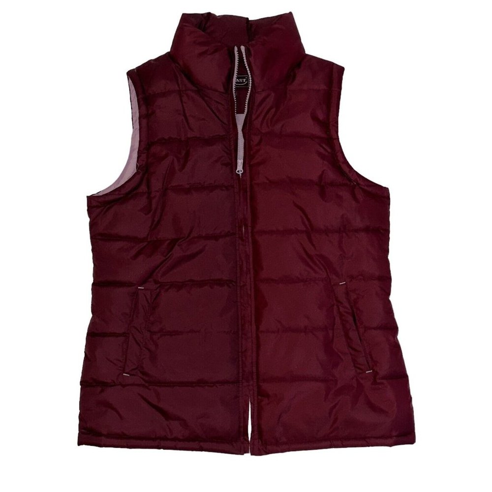Fourcast Women's Burgundy Insulated Ribbed Winter Puffer Vest Size Small